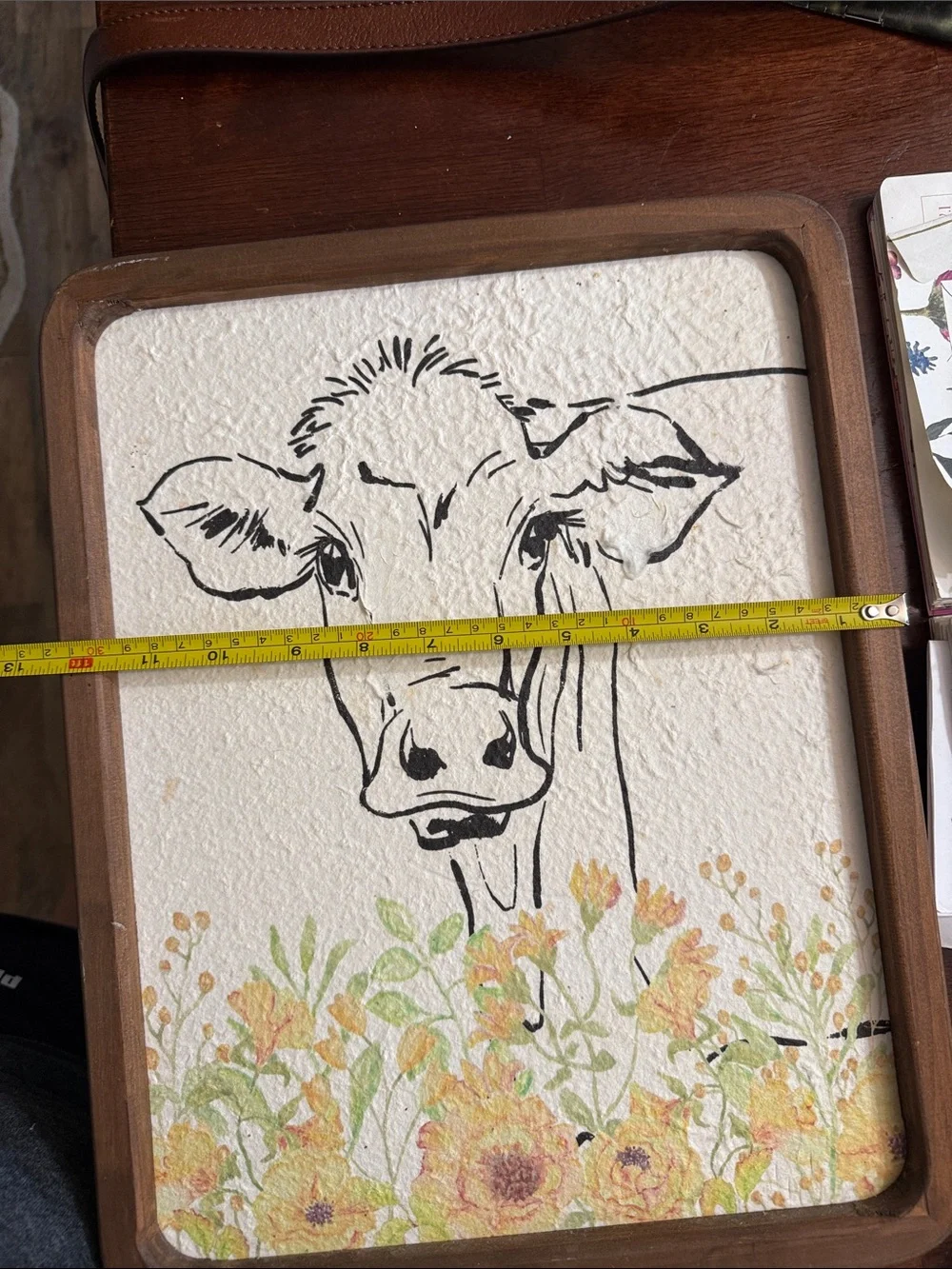 Farmhouse Cow Wall Art in White and Orange